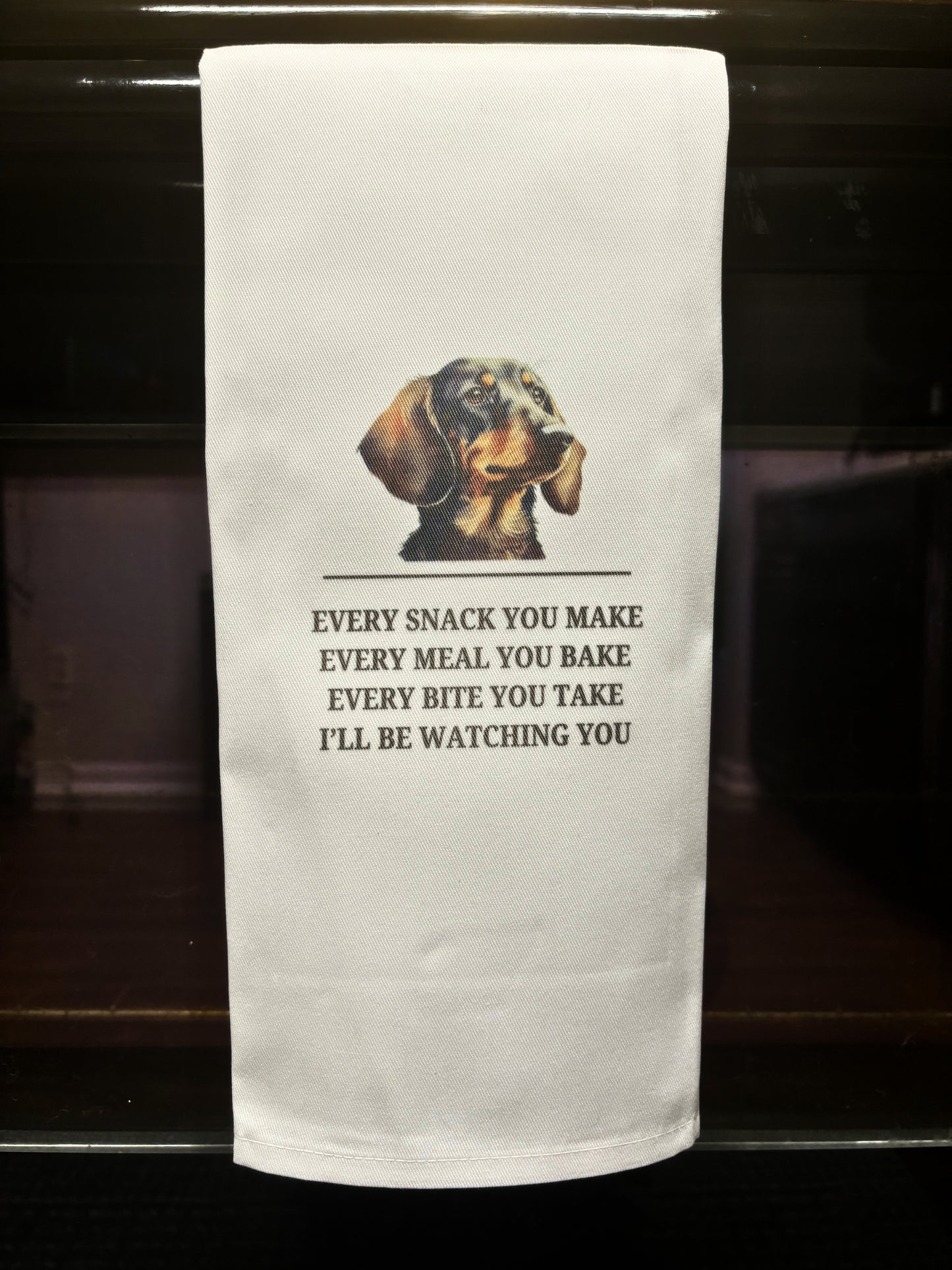 Personalized Doggie "I'll be watching you" Kitchen Tea Towel
