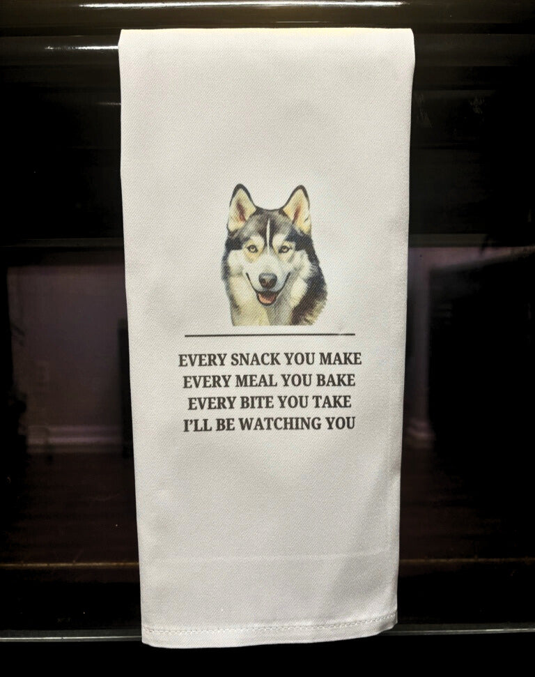 Personalized Doggie "I'll be watching you" Kitchen Tea Towel