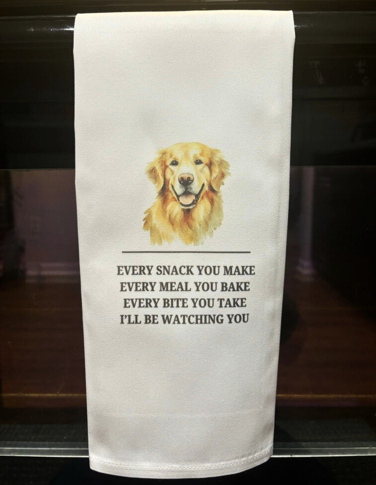 Personalized Doggie "I'll be watching you" Kitchen Tea Towel