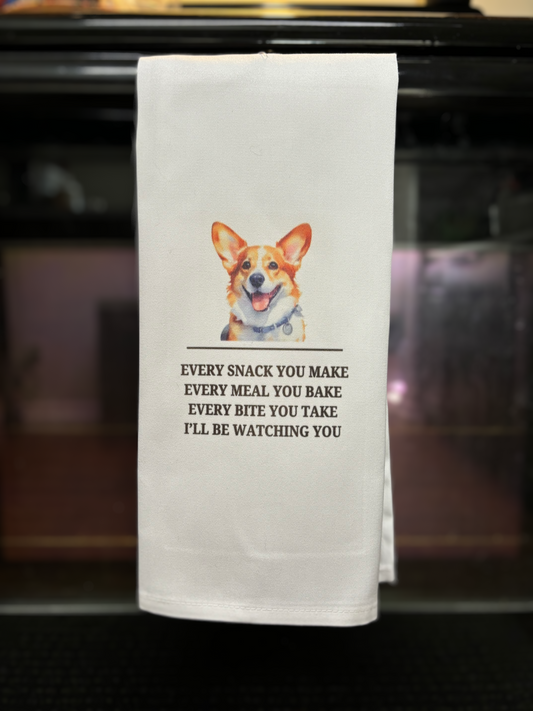 Personalized Doggie "I'll be watching you" Kitchen Tea Towel